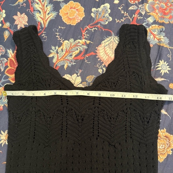 Luxely Wilder Sleeveless V-Neck Knit Midi Scalloped Hem Dress Black S - Picture 12 of 13